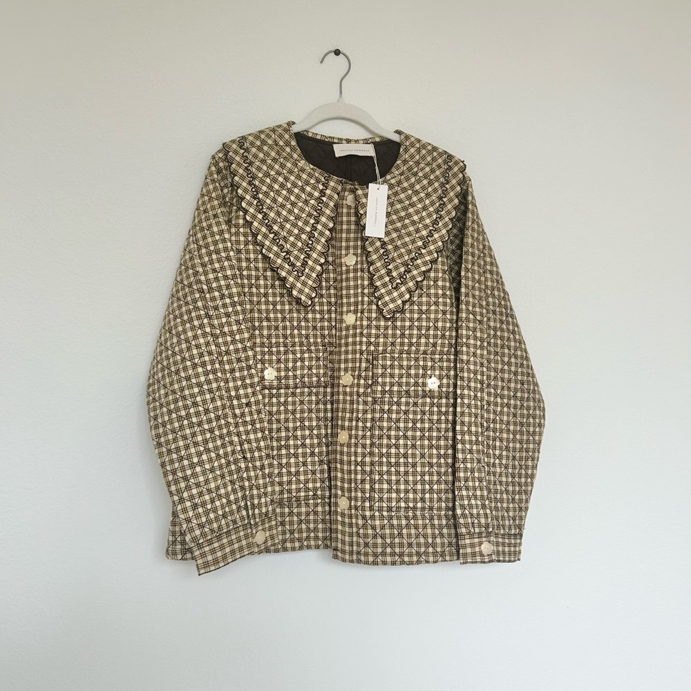 NWT Loeffler Randall James Quilted Jacket in Brown / Butter - Picture 2 of 7